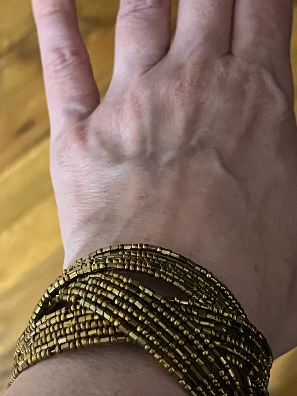Gold Beaded Multi-Strand Cuff Bracelet - Picture 3 of 3